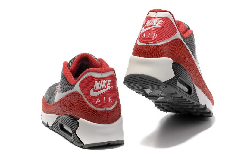 Air Max 90 Hyperfuse fourrure Chaussures Hommes Gris Fonce Rouge (3)